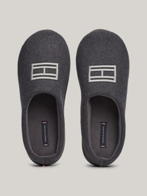 slippers in feltro con bandiera ricamata nero da uomini tommy hilfiger