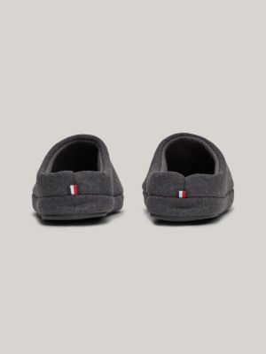 slippers in feltro con bandiera ricamata nero da uomini tommy hilfiger