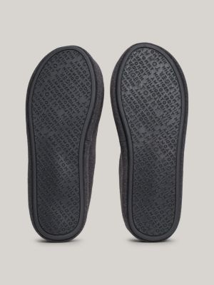 slippers in feltro con bandiera ricamata nero da uomini tommy hilfiger