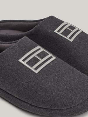 slippers in feltro con bandiera ricamata nero da uomini tommy hilfiger