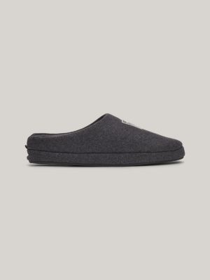 slippers in feltro con bandiera ricamata black da uomini tommy hilfiger