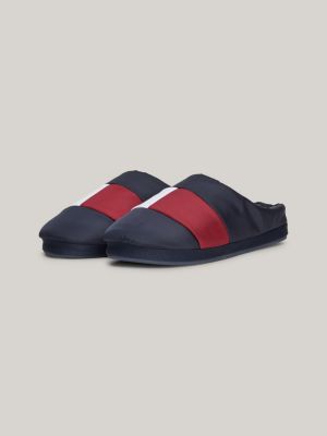 slippers color block con finitura liscia blu da uomini tommy hilfiger