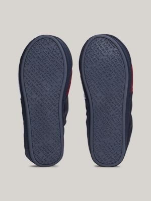 slippers color block con finitura liscia blu da uomini tommy hilfiger