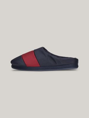 slippers color block con finitura liscia blu da uomini tommy hilfiger