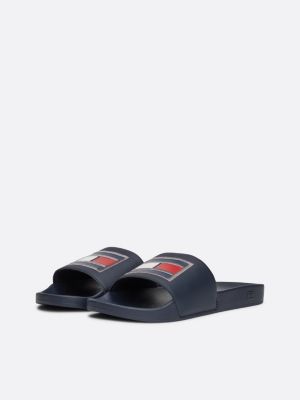 blue flag appliqué pool slides for men tommy hilfiger