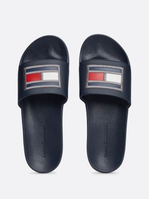 blue flag appliqué pool slides for men tommy hilfiger