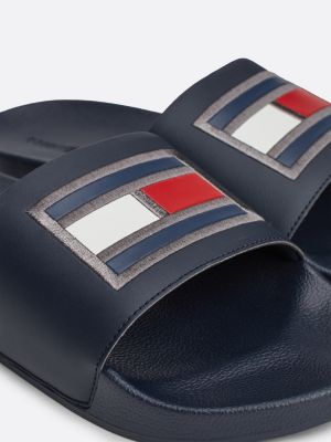 blue flag appliqué pool slides for men tommy hilfiger