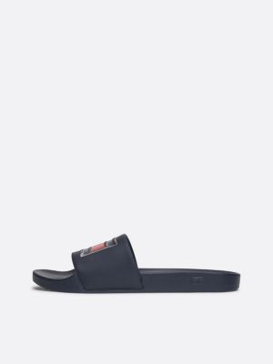 blue flag appliqué pool slides for men tommy hilfiger