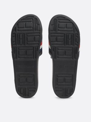 black signature tape pool slides for men tommy hilfiger