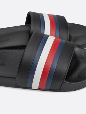 black signature tape pool slides for men tommy hilfiger