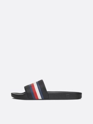 black signature tape pool slides for men tommy hilfiger