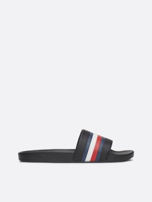 black signature tape pool slides for men tommy hilfiger