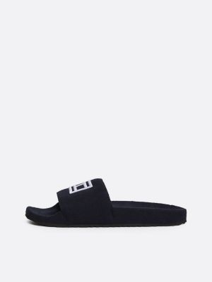 blue flag embroidery felt pool slides for men tommy hilfiger