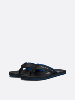 black logo strap flip-flops for men tommy hilfiger