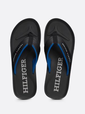 black logo strap flip-flops for men tommy hilfiger