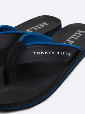 black logo strap flip-flops for men tommy hilfiger