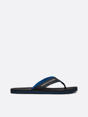 black logo strap flip-flops for men tommy hilfiger