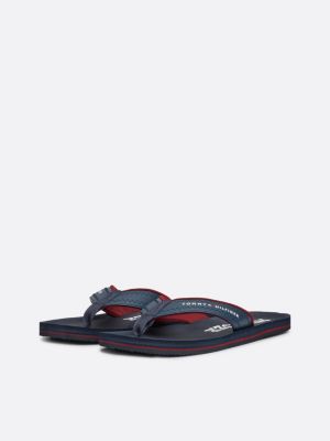 black logo strap flip-flops for men tommy hilfiger