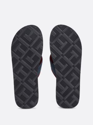 black logo strap flip-flops for men tommy hilfiger