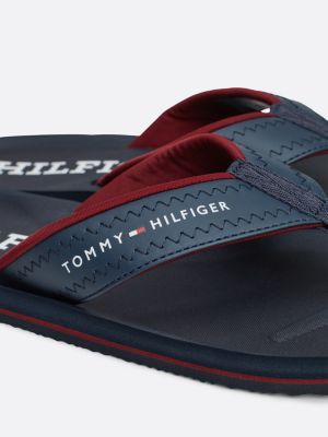 black logo strap flip-flops for men tommy hilfiger