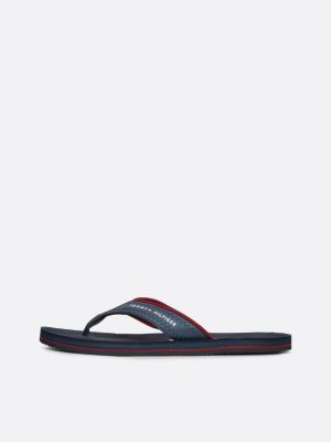 black logo strap flip-flops for men tommy hilfiger