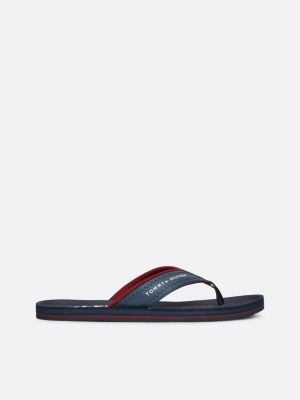 black logo strap flip-flops for men tommy hilfiger