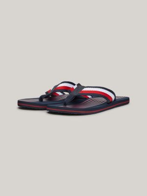 black signature tape strap flip-flops for men tommy hilfiger