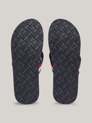 black signature tape strap flip-flops for men tommy hilfiger