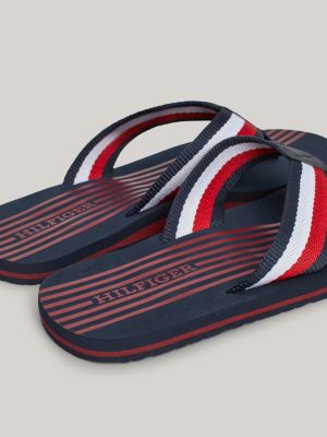 black signature tape strap flip-flops for men tommy hilfiger