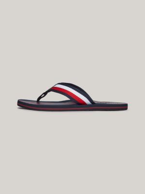 black signature tape strap flip-flops for men tommy hilfiger