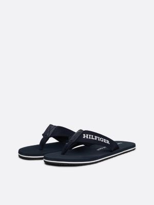 blue logo webbing strap flip-flops for men tommy hilfiger