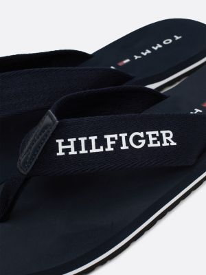 blue logo webbing strap flip-flops for men tommy hilfiger