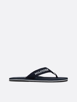 blue logo webbing strap flip-flops for men tommy hilfiger