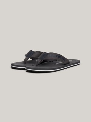 black logo webbing strap flip-flops for men tommy hilfiger