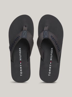 black logo webbing strap flip-flops for men tommy hilfiger