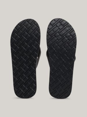 black logo webbing strap flip-flops for men tommy hilfiger