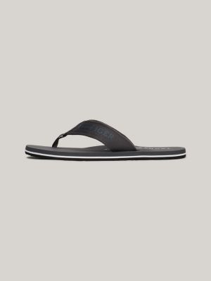 black logo webbing strap flip-flops for men tommy hilfiger