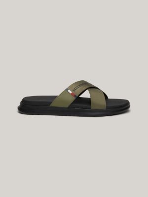 sandalias de playa con tira cruzada green de hombres tommy hilfiger