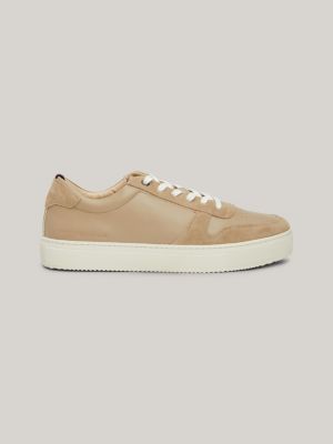 Premium Leather Logo Trainers | Beige | Tommy Hilfiger