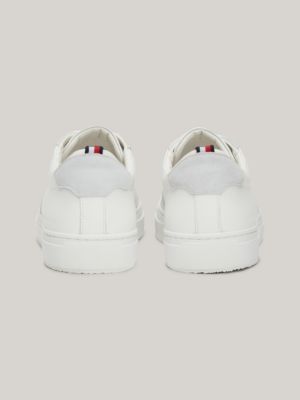 sneakers premium in pelle con logo bianco da uomini tommy hilfiger