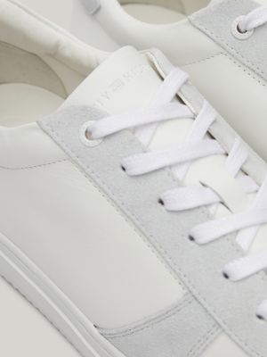 sneakers premium in pelle con logo bianco da uomini tommy hilfiger