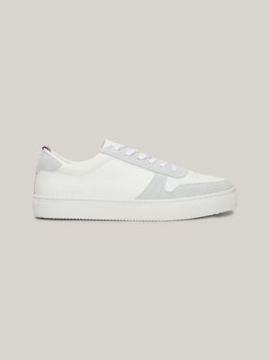 zapatillas de piel de gran calidad con logo white de hombres tommy hilfiger