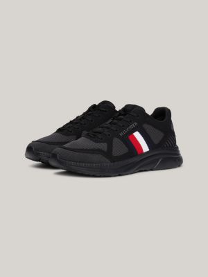 sneakers running in maglia con nastro iconico nero da uomini tommy hilfiger