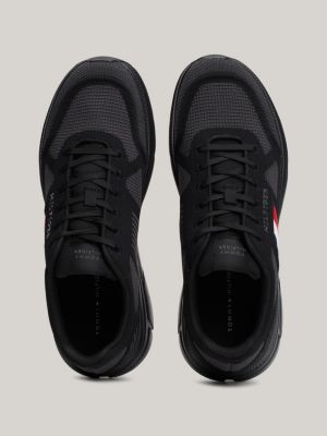 sneakers running in maglia con nastro iconico nero da uomini tommy hilfiger