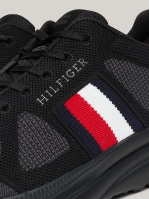 sneakers running in maglia con nastro iconico nero da uomini tommy hilfiger