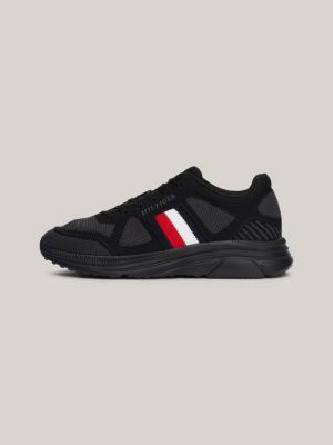 sneakers running in maglia con nastro iconico nero da uomini tommy hilfiger