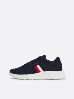 sneakers running in maglia con nastro iconico blu da uomini tommy hilfiger