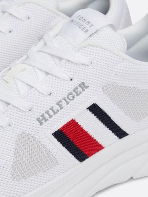 sneakers running in maglia con nastro iconico bianco da uomini tommy hilfiger