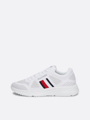 sneakers running in maglia con nastro iconico bianco da uomini tommy hilfiger