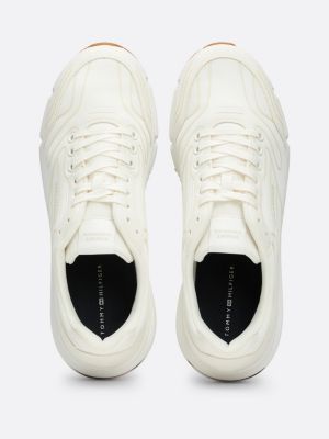 white mixed texture signature tape trainers for men tommy hilfiger